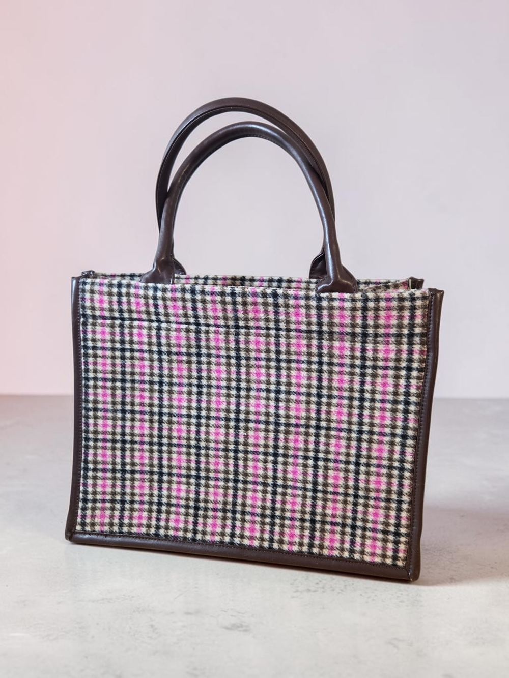 Ann Taylor plaid flannel tote bag